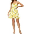 thumbnail image 1 of INSPIRE CHIC Women's Spaghetti Strap Bowknot Lemon Dotted Dresses, 1 of 6