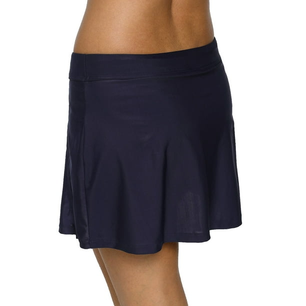 Women High Waisted Swim Skirt Long Skirted Swimsuit Bottom Athletic Bathing  Suit Skirt with Panty 