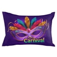 thumbnail image 7 of Brazilian Mardi Gras Celebration Outdoor Pillow Covers Set of 2,Decorative Waterproof Throw Pillow Case,Carnival Mask Feather on Purple Cotton Linen Soft Cozy Cushion Pillowcases, 7 of 7