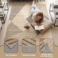 thumbnail image 6 of Pentantan 9'x12' Area Rugs for Living Room, Machine Washable Modern Geometric Neutral Rug, Non Slip Low Pile Waterproof Indoor Carpet for Bedroom Dining Room Office, Easy to Clean, Brown, 6 of 7
