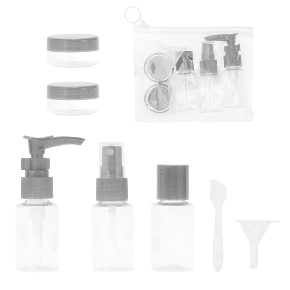 Unique Bargains 7 Pcs Travel Size Toiletries Bottles Containers Leakproof Squeezable Refillable Travel Bottles Set Gray