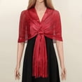 thumbnail image 1 of Xiao Hua Chales para vestidos, bufanda para mujer, chal formal para fiesta de noche con hebilla para boda, chal rojo, 1 of 4