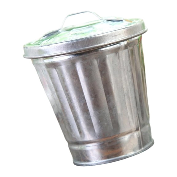 HannLk Modern Iron Trash Bin Metal Construction Perfect For Small Locations