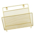 thumbnail image 3 of Rongfmy Triangle Iron Wire Magazine Rack Wall Mounted Bookshelf Bookcase Bin Golden, 3 of 6