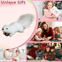 Zawou White Lifelike Squirrel Ornament, Creative Mini Desktop Figurine and Hanging Decor for Christmas Tree, Tabletop, or Home Holiday Setup