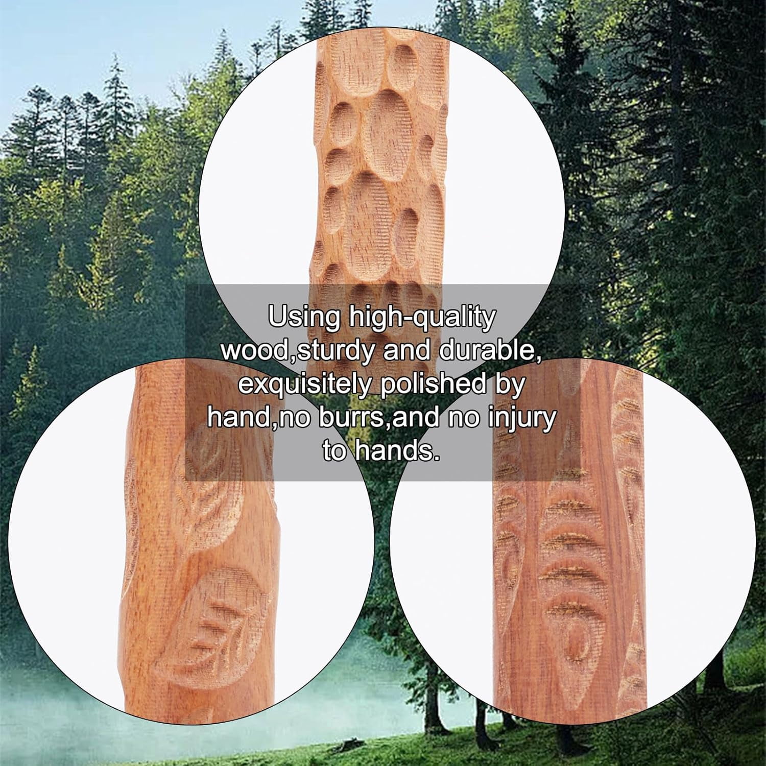 3Pcs 3 Style Wooden Handle Clay Texture Roller Pottery Tools Stone/Leaf/Fish Pattern Mixed Patterns 12x1.5cm 1pc/style Material Wood