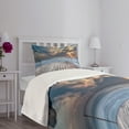thumbnail image 3 of Ambesonne Scenery Quilted Bedspread Set 2 Pcs, Sea View Terrace Sunset, Twin Size, Pale Brown Sky Blue, 3 of 5