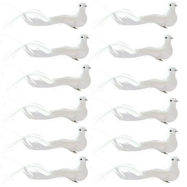 Christmas Tree Ornament Artificial Birds Decorations White Christmas Birds Christmas Assortment Ornaments Winter Doves For Christmas Tree Decor 12 Pcs