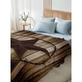 thumbnail image 4 of Queen Size Flat Sheet Only, Western Star Retro Soft Brushed Microfiber Bed Sheets, Vintage Brown Wood Barn Hotel Quality Breathable Bedding Top Sheet, Easy Care, 90"x102", 4 of 9