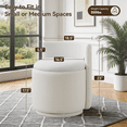 thumbnail image 2 of Velvet Swivel Accent Chair with Storage, 360° Vanity Makeup Chair with Wave Back, No Assembly Comfy Single Sofa Chair, Small Accent Stool for Bedroom, Dressing, Living Room, White, 2 of 7