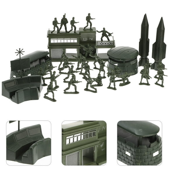 sodier model 56pcs  Plastic Soldier Model Toy Men Figures Accessories Kit Decor Play Set (Green)