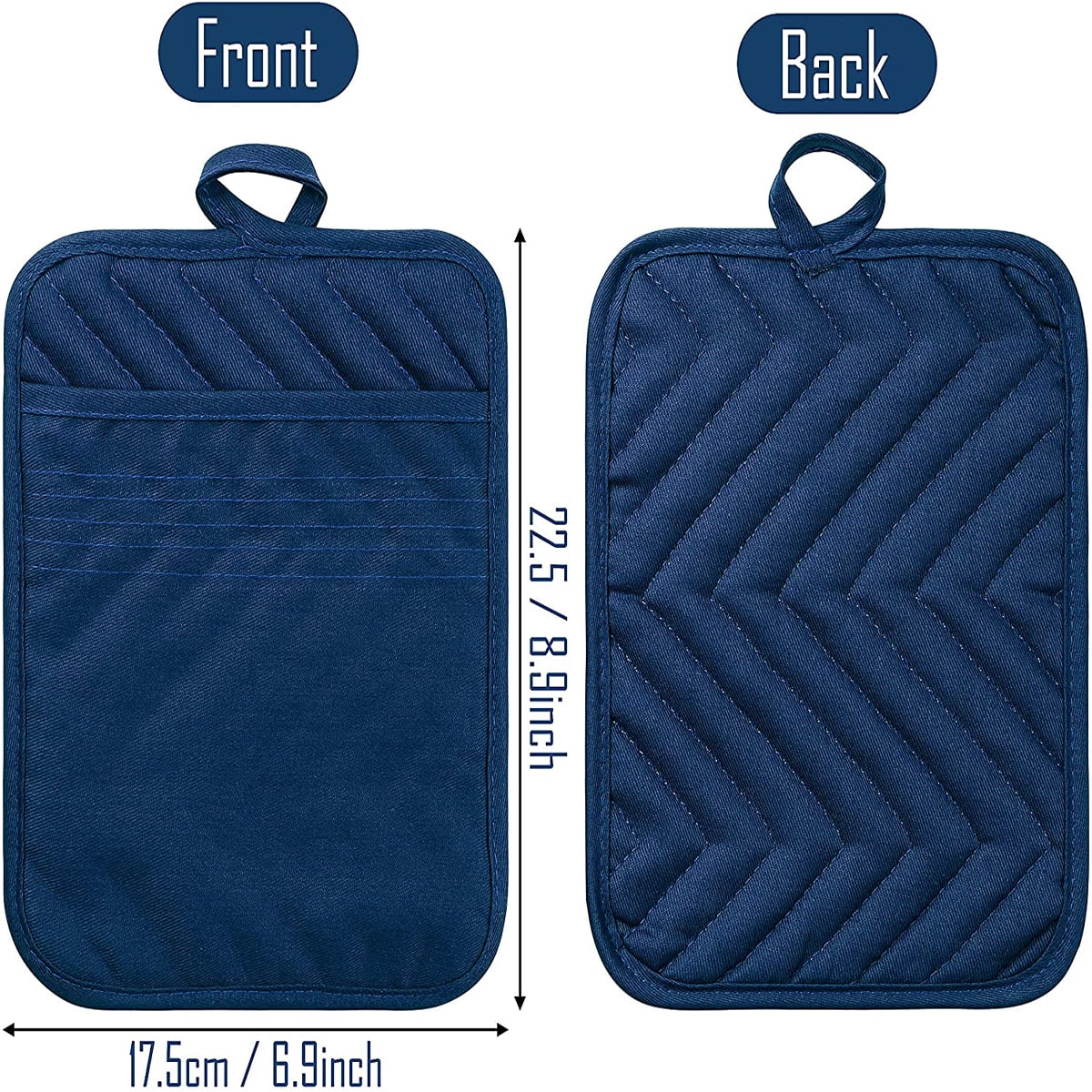 5Pack Cotton Hot Potholders, Kitchen Heat Resistant Mats for Baking and Cooking