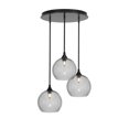 thumbnail image 1 of Empire 3 Light Cluster Pendalier In Matte Black Finish With 9.5" Clear Bubble Glass, 1 of 1