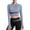 Blue, variant on USSUMA Womens Zip Up Crop Workout Jackets Stand Collar Long Sleeve Slim Fit Yoga Athletic Tops with Thumb Holes up to 45% Off