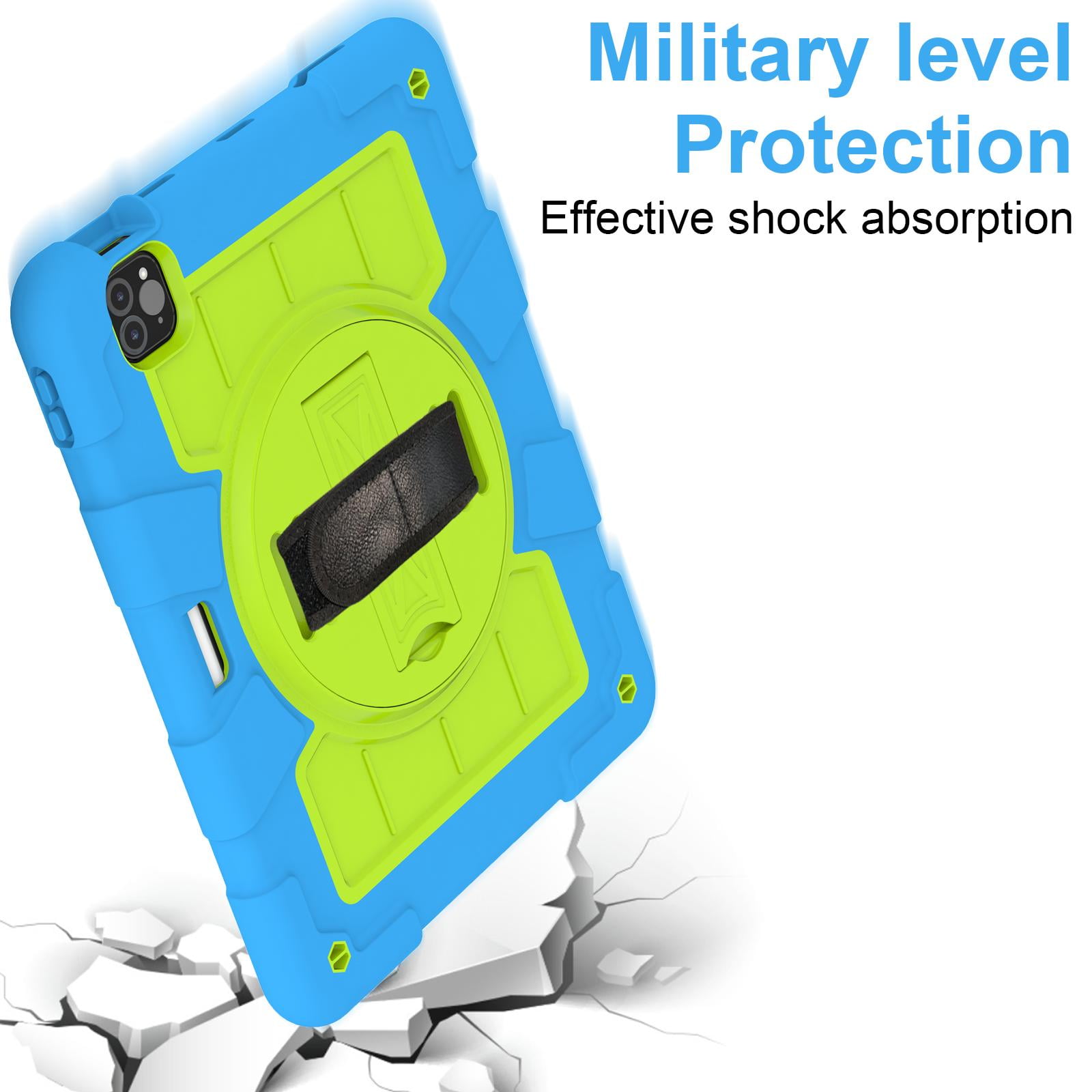 Shockproof Case for Apple iPad Air 11 Inch M4 M3 M2 2026/2025/2024, with Pencil Holder iKids Friendly Hand Strap Shoulder Strap Kickstand Anti-Scratch Case Cover for iPad Air 11",Blue