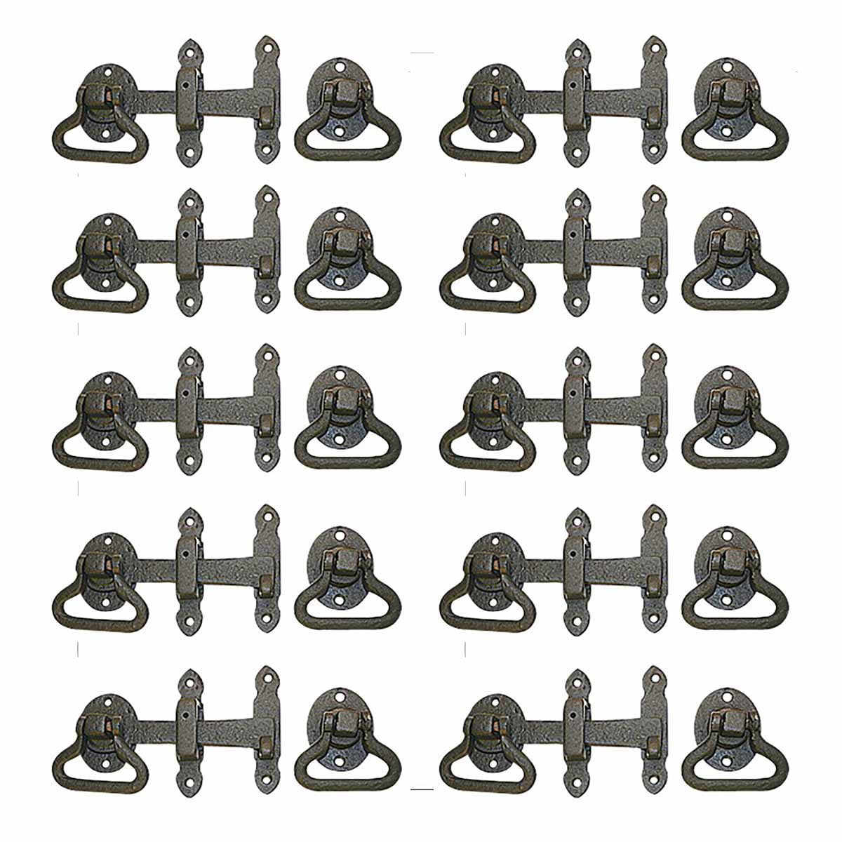 Black Wrought Iron Gate Turn Latch Lock Set 6.5" W Heavy Duty Rust Resistant Barn Door, Fence or