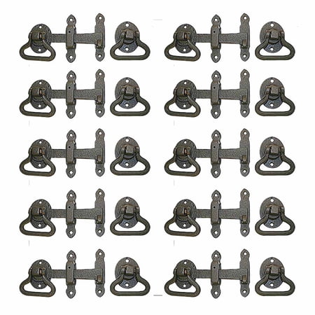 Black Wrought Iron Gate Turn Latch Lock Set 6.5 W Heavy Duty Rust Resistant Barn Door Fence or Gate Ring Latches w/Screws Renovators Supply Pack of 10