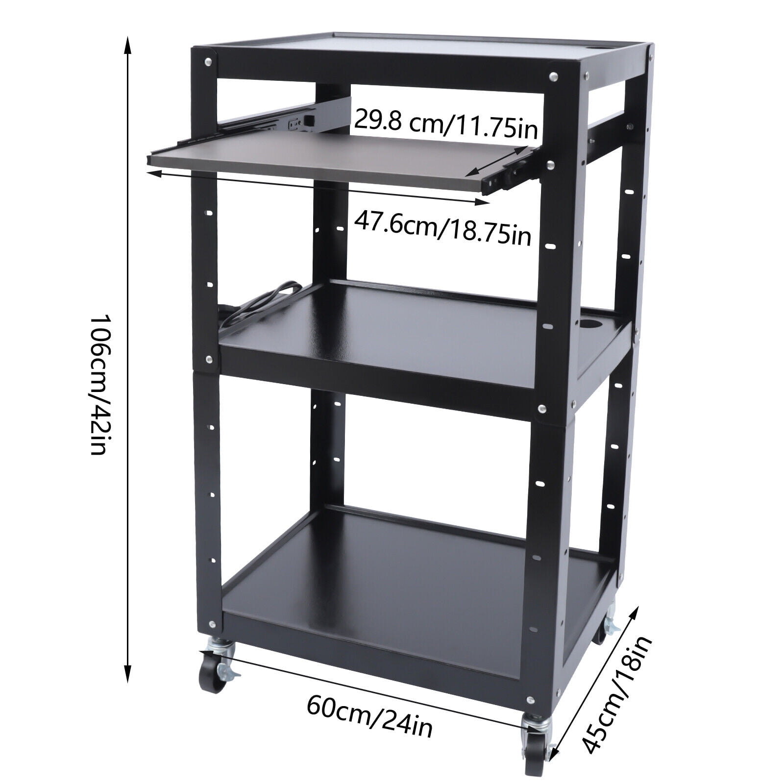 DENEST AV Cart Height Adjustable Free Standing Rolling Standing Desk Home Office Desk