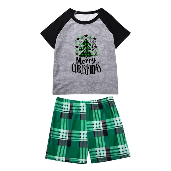 Family Matching Christmas Pajamas Set Summer Christmas Family Matching Pajamas 2 Piece Set Short Sleeve Shorts Set Breathable Sleepwear for Warm Climate Holiday My Items