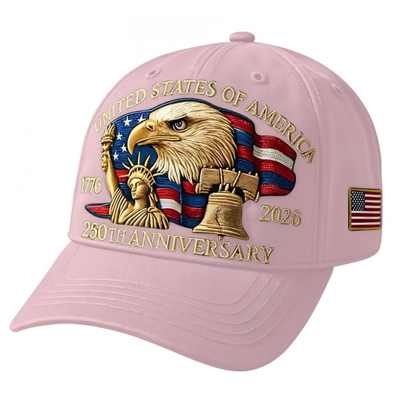 TELOLY 2026 New Us 250Th Anniversary Cap – United States 250Th Anniversary Hat,Adjustable Bald Eagle Printed Patriotic Baseball Cap for Men Women Multi (Lotus Root Pink)