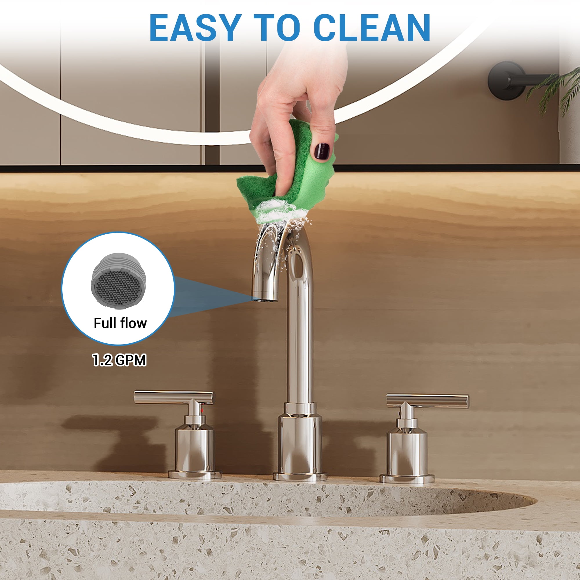 Widespread Bathroom Sink Faucet 8" - Brushed Nickel for 3-Hole Installation, silver