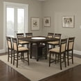 thumbnail image 6 of Benjara Uric Counter Height Dining Table Set w/ Wine Storage - Brown/Tan, 6 of 6