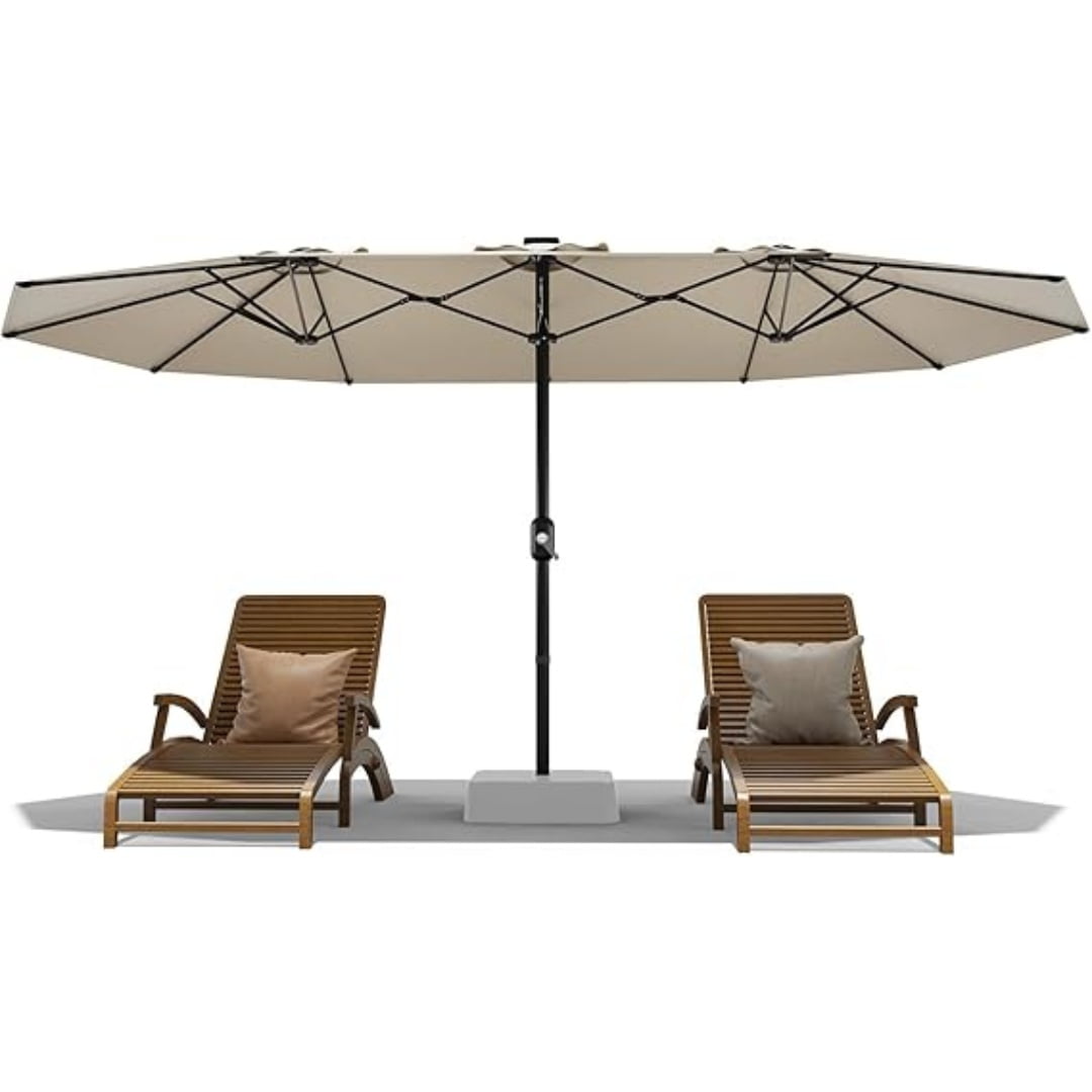 13FT Outdoor Umbrellas for Patio, Double-Sided Rectangular Patio Umbrella Market Umbrella with Base Waterproof and Windproof Fade Resistant Canopy for Deck Pool Garden Backyard