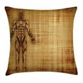 thumbnail image 1 of Human Anatomy Throw Pillow Cushion Cover, Grunge Old Parchment Effect Skeleton Muscles of Human Body Retro Art Print, Decorative Square Accent Pillow Case, 16 X 16 Inches, Light Brown, by Ambesonne, 1 of 2