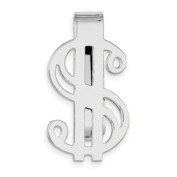 Beautiful Sterling Silver Rhodium-plated Dollar Sign Money Clip