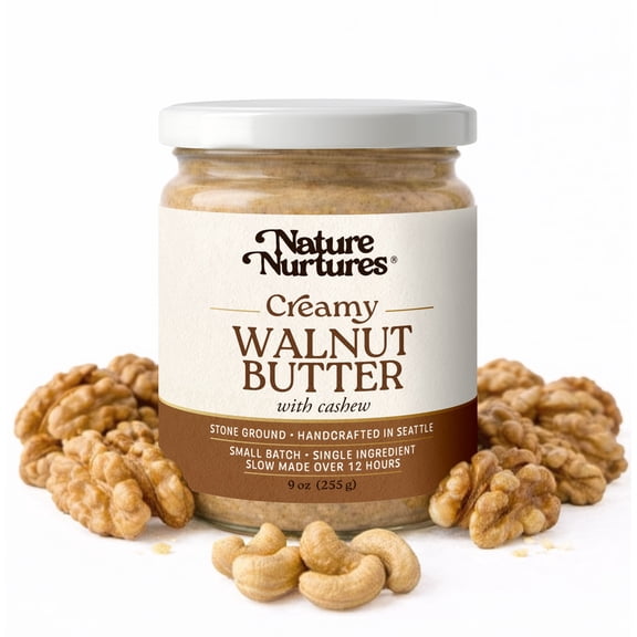 Creamy Walnut Butter with Cashew | Raw Stone Ground | Small Batch | No Added Sugar | No Palm Oil | Made in USA