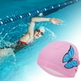 thumbnail image 2 of Unique Bargains 1 Pc Knitted PU Elastic Butterfly Pattern Swim Cap Pink, 2 of 5