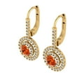 thumbnail image 2 of 1.35 ct Lever-Back Drop Dangle Earrings for Women | 4.5mm Round Cut Simulated Red Diamond | 14K Yellow Gold, 2 of 5