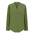 thumbnail image 4 of ManxiVoo Breathable Cotton Linen Shirt for Women Classic Button Down Blouse 3/4 Sleeve Top for Business Casual and Weekend Outfits XXXL Size Army Green, 4 of 5