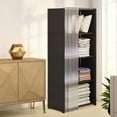 thumbnail image 5 of Btomtd Floor Standing 4-Tier Storage Cabinet, Clothing Rack and Bookshelf Organizer, Freestanding Shelving Unit for Bedroom and Living Room 16"W x 11"D x 49"H, Black, 5 of 6