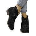 thumbnail image 1 of Leozcaa Women's Chunky Low Heel Ankle Boots Classic Pointed Toe Side Zipper Booties Suede Fall Booties, 1 of 9