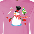 thumbnail image 4 of Inktastic Top Hat Snowman with Christmas Tree and Candy Cane Long Sleeve T-Shirt, 4 of 5