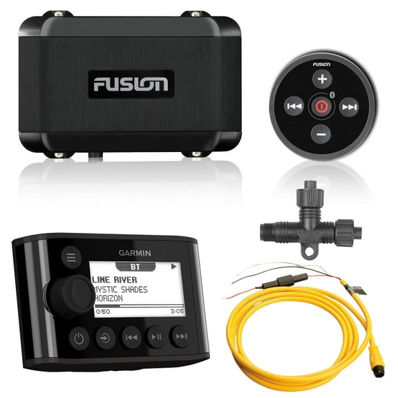 Fusion MS-BB100 Marine Black Box with Bluetooth Wired Remote with Fusion MS-NRX300 IPX7 NMEA 2000 Wired Remote (Black)