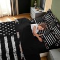 thumbnail image 4 of Manfei Patriotic US Flag King Bedding, Mid Century US Flag King Bed in a Bag, Gray Coral, Black Reversible, 7-Piece, 4 of 6