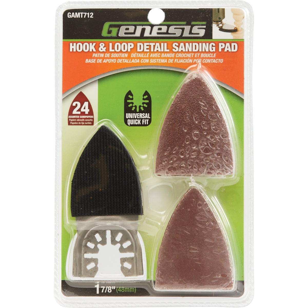 Genesis Oscillating Tool Detail Sanding Pad and 24 Assorted Sandpapers