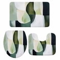 thumbnail image 2 of Abstract Geometric Bathroom Rugs Set Watercolor White Green Blend Non Slip Absorbent Soft Bath Mats 3 Piece Set with Bathroom Rug, U-Shaped Floor Mat, Toilet Seat Cover Small Size, 2 of 9