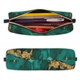 thumbnail image 3 of Ratiio Green Gold Glitter Pattern Leather Pencil Case, Pencil Pouch with Durable Zipper, Compact and Stylish Organizer for Stationery, Art Supplies, Travel Essentials, 3 of 8