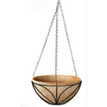 Mainstays 14"x 6" Round Metal Leaf Hanging Basket, Liner made with Natural Coconut Fiber Material
