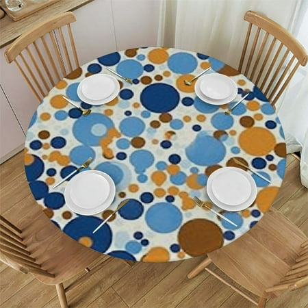 

Tllo0ord Round Tables Tablecloth Table Cloth Waterproof Oil Proof Table Cloth Wipe Clean Table Cover for Indoor and Outdoor Antique Brown Toned Grid Fits Tables 31-35