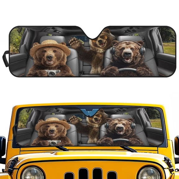 HUIACONG Cool Brown Beer Windshield Sun Shade Compatible with Jeep JK JKU JL JLU 1997-2023 and Compatible with Gladiator JT 2020-2023 Foldable Windshield Sun Visor Blocks UV Rays