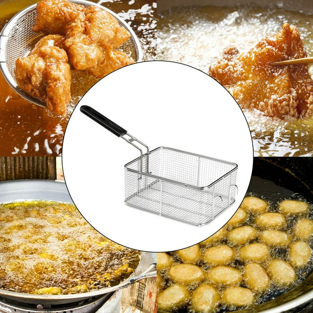 Cesta para freír, cesta para freír, cesta de malla, colador resistente, cesta para freidora, cestas de presentación de alimentos para barbacoa, , estilo c Macarena Cesta para freír