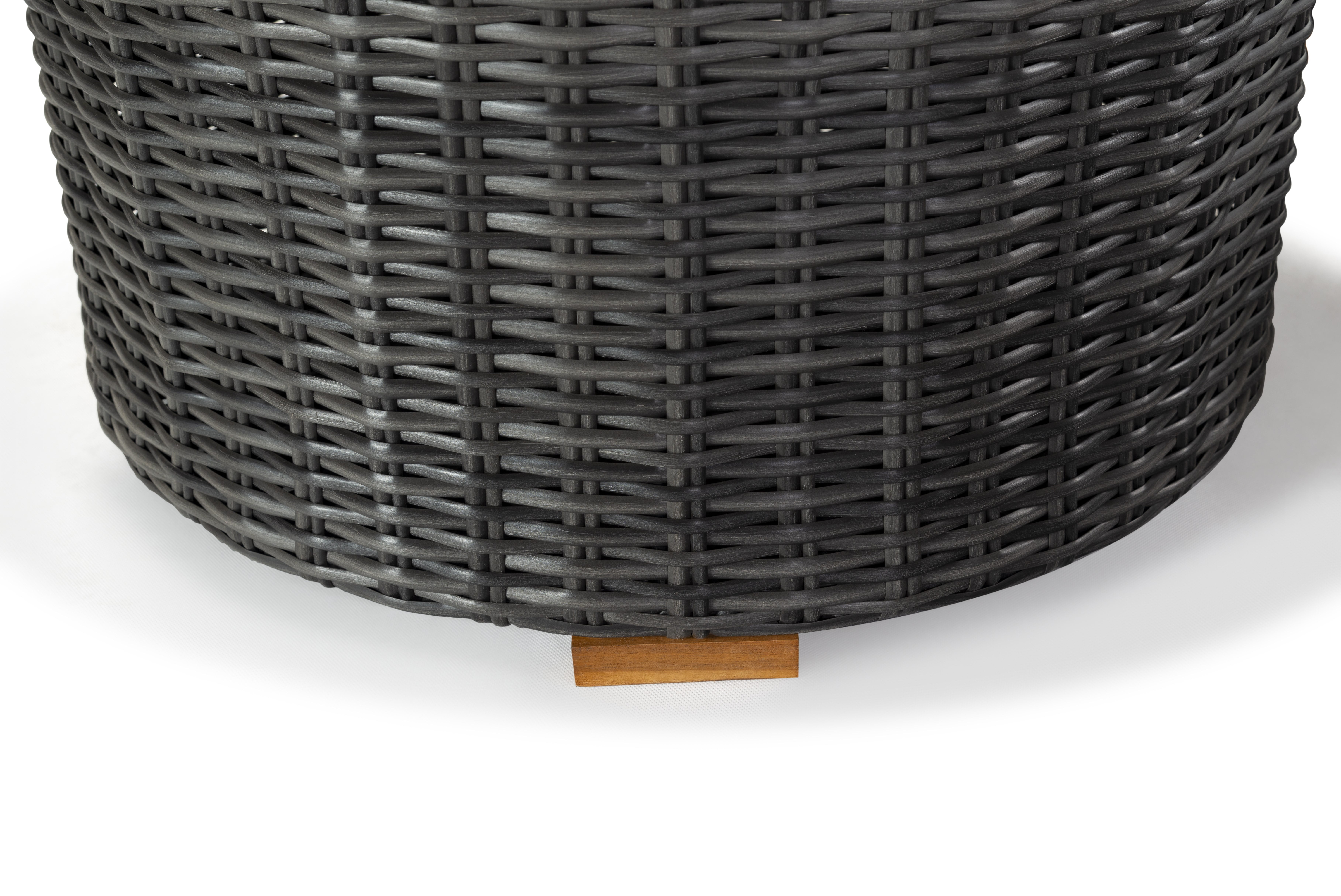 SAFAVIEH Couture Anguilla Outdoor Patio Round Wicker Coffee Table with Storage, Dark Grey