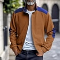 thumbnail image 2 of Men's Corduroy Jacket, Full Zip Patchwork Mock Neck Jackets Fall Winter Loose Mens Sport Coats With Elbow Patches, 2 of 8