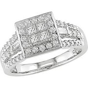 3/4 Carat T.W. Round and Princess-Cut Diamond Engagement Ring in 14kt White Gold