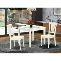 East West Furniture Oxford 3-piece Dining Set with Slatted Chairs in Linen White