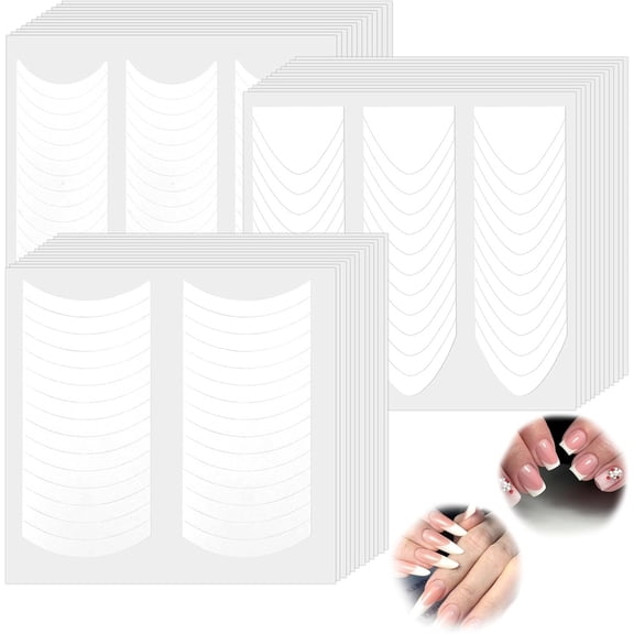 NOGIS 36 Sheets 1368 Pieces French Manicure Nail Art Stickers, 3 Designs Self-Adhesive Nail Tips Guides for DIY Decoration Stencil Tools (3 Moon Shape Design, 36 Sheets)